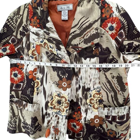 Birch Hill Vintage Blazer Jacket Womens L Brown Silk Blend 3/4 Boho Art To Wear - Picture 7 of 15